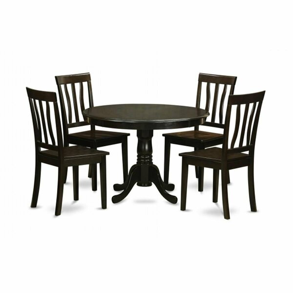 East West Furniture 5 Piece Kitchen Table Set-Drop Leaf Table and 4 Dinette Chairs HLAN5-CAP-W